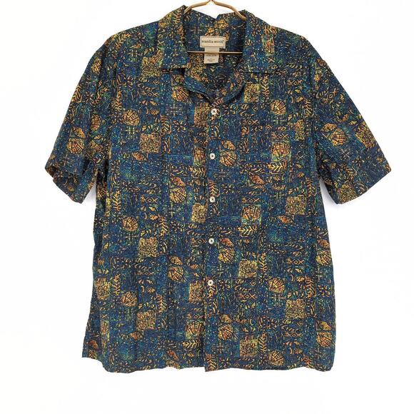 Scandia Woods Mens Multicolor Button Down Short Sleeve Cotton Shirt -Size L -GUC - Picture 1 of 10